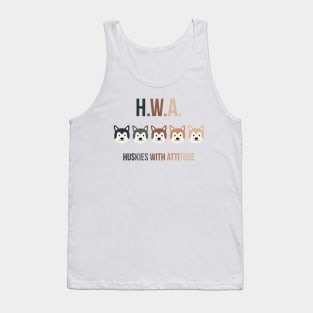 H.W.A. Huskies With Attitude - Husky Puppy Dog Face Tank Top